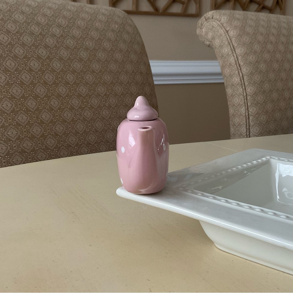 Pink Polka Dot Teapot Platter Decoration 🫖 - Picture 4 of 6